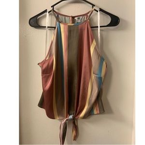Stripped Silk crop top.